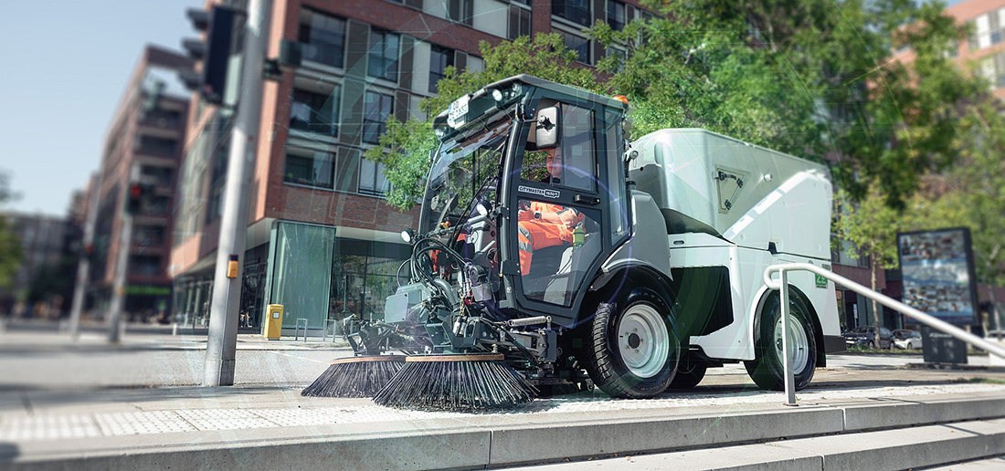 Helelektrisk Hako Citymaster 1650 ZE for sandoppsamling og feiing av gater
